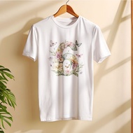 Unisex T-shirt with pattern number 6 - White, Black, Gray T-shirt for Men and Women, Down Form, No R
