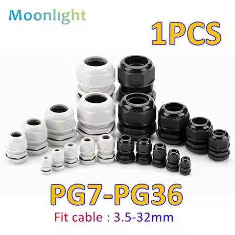 1Pcs Waterproof Cable Gland Cable entry IP68 PG7 for 3-6.5mm PG9 PG11 PG13.5 PG16 PG19/21 White Blac