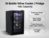 Premium 18/20 Bottle Wine Cooler Chiller Mini Fridge Glass Door Red Wine Chiller 12-18°C Quiet Fridg