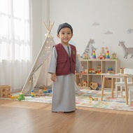 (EGSUS) KOKO JUBAH ANAK LENGAN PANJANG - JUBAH GAMIS ANAK ROMPI Putih Denim