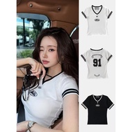 Badblood Freezia 91 V-Neck Jersey Women Slim T-Shirt - Light Blue