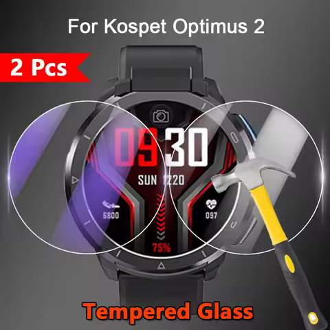 2Pcs For Kospet Optimus 2 1.6" 2023 SmartWatch 2.5D Ultra Slim Clear / Anti Purple Light 9H Tempered