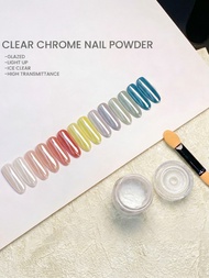 Ultra Shiny Glass Chrome Nail Powder Moonlight Serbuk Kuku Chrome Kaca Berkilat Ultra Bersinar Bulan