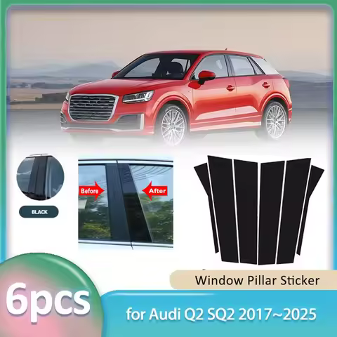 Window Trim Sticker for Audi Q2 SQ2 2017~2025 2018 Car PC Material B C Pillar Post Cover Door Decal 