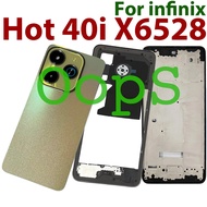 Back Cover Housing Frame For Infinix Hot 40i X6528B X6528 Battery Cover with LCD Front Middle Frame+