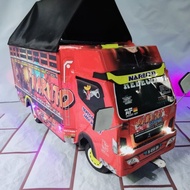 TRUK OLENG JUMBO MINIATUR TRUK OLENG KAYU TRIPLEK BESAR LAMPU TERPAL