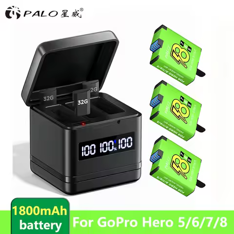 For Gopro Hero 8/7/6/5 Battery with LCD Display Multifuntional Smart Gopro Battery Charging Box/Case