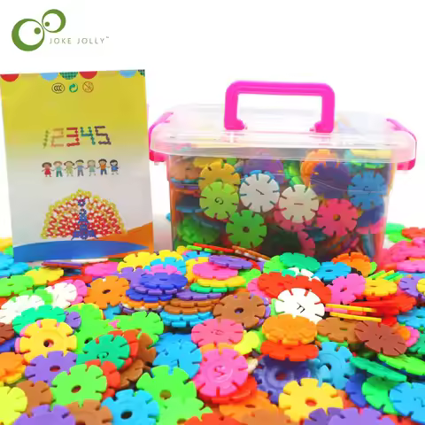 60/100/200pcs Early Education Insert Bag Snowflake Buliding Block Set Baby Puzzle Plastic Assembling