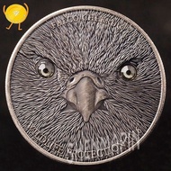 Mongolian Bird Hunting Falcon Ancient Silver Diamond Souvenir Coin Mongolia 500 Tuglik Coin Collecti
