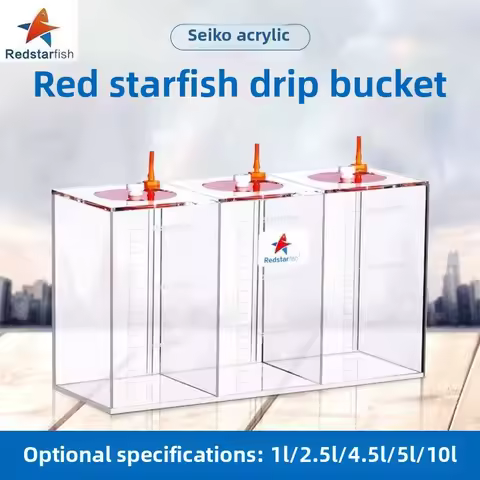 Red Starfish acrylic liquid storage barrel coral cylinder calcium magnesium KH titration transparent