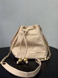 90%New二手Chanel vintage cc drawstring bucket shoulder crossbody bag 香奈兒雙c抽繩水桶金球包 單肩斜孭包