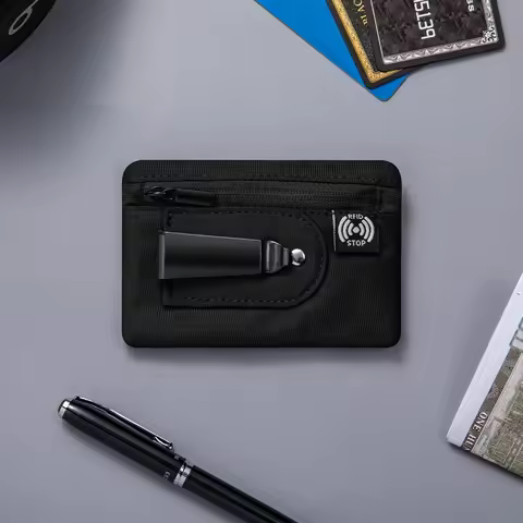 RFID Hidden Clip Slim Wallet, RFID Blocking Function Credit Travel Card Holder， Credit Card/Id Holde