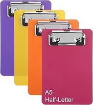 4 PCS Small Clipboards 6" X 9", Acrylic Mini Clipboards, Portable A5 Size Half Letter Clipboard with