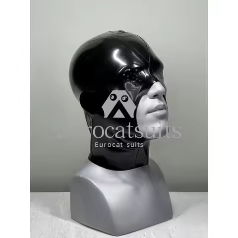 Latex Unisex Full Head Latex Rubber Mask Black Hoods Fetish Cosplay Mask Back Zipper