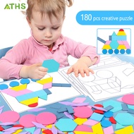 ATHS ของเล่นการศึกษาอย่างมีสีสัน Tangram ผิวเรียบสีสันสดใส3D แทนแกรมสำหรับครอบครัวเกมแบบโต้ตอบ AS-MY