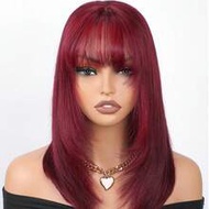 Glueless Layered Straight Wig Bob Wig With Bangs Human Hair 4x4 Pre-Cut Lace Glueless Wigs Silk Bob 