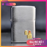 (Không Ga) DEVA SHOP Zippo Mỹ bạc xước dán hình mạ vàng Z77
