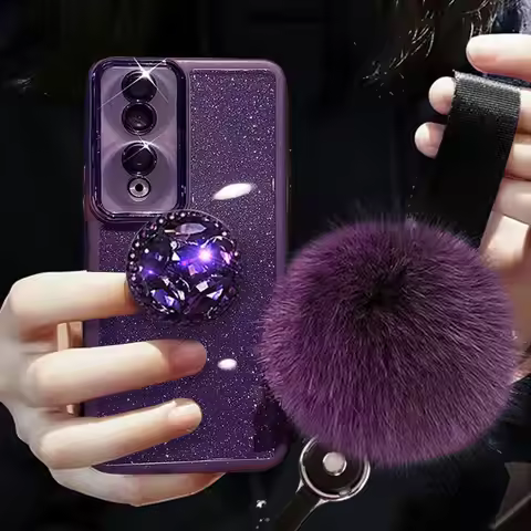 Honor90 Glitter fur Ball Case,For Honor 90 70 Magic5 Lite 50 Pro Case Luxury Holder Cover Honor90Lit