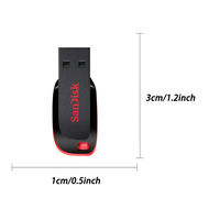 แฟลชไดรฟ์ USB SanDisk Cruzer Blade USB 2.0 ขนาด 128GB 64GB 32GB 16GB สำหรับคอมพิวเตอร์