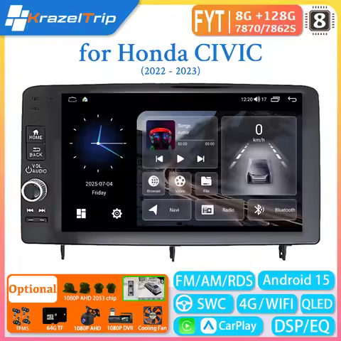 FYT7870 Car Stereo Screen Car Radio for Honda CIVIC 2022 - 2023 Touchscreen Car Stereo Wireless GPS 