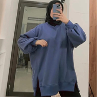 Portas - Oversize V Basic Belah Pinggir - Sweater Oversize Oblong Belah Wanita