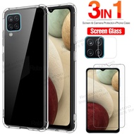 3in1 phone case for samsun galaxy a12 6.5'' A22 5G A22 4G Tempered Glass lens full screen Protector 6.5'' for samsung a12 a 12 12a 2021 Glass galax a12 case+lens glass