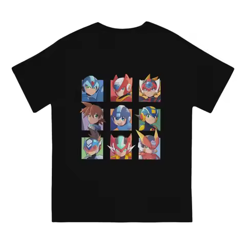 Men's MEGA ROBOTS LEGACY T Shirt Megaman Pure Cotton Tops Vintage Short Sleeve Round Collar Tee Shir