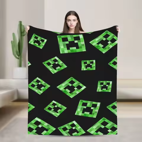 Creeper Big Face Videogame Blanket Game Flannel Novelty Soft Throw Blanket for Bedding Lounge Spring