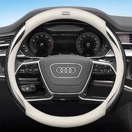 Car Steering Wheel Cover Carbon Fiber White Breathable Anti Slip Leather For Audi A1 A3 A4 A5 A6 A7 