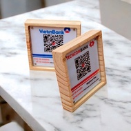 Mica Wood QR Code Sign 10x10cm | Make 1-2 QR Codes | Cashier Display – K Dai Nhan