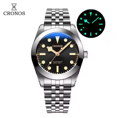 Cronos BB39 Mechanical Men Watch 39mm Automatic NH35 PT5000 Snowf Hands Sapphire Glass Bushed Bracel