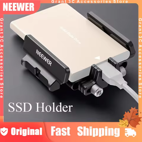 NEEWER Universal Mount Bracket SSD Holder with Cold Shoe Adjustable 1.6-2.6" for Samsung T5/T7 SanDi