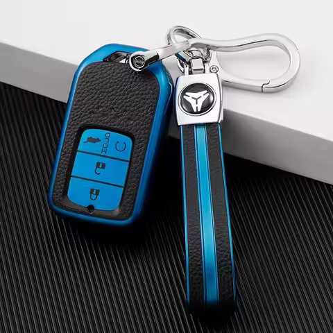 KIQI TPU Leather 4Buttons Car Key Holder Cover Case for Honda Accord Civic CR-V MK10 Spirior Pilot F