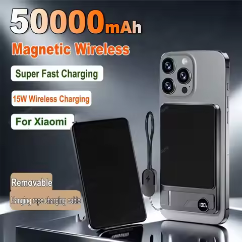 For Xiaomi 50000mAh Magnetic Power Bank Wireless Fast Charger For Magsafe Portable Auxiliary Battery
