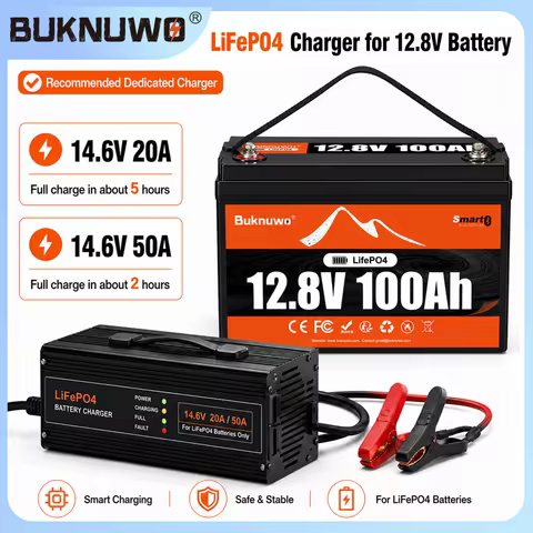 BUKNUWO LiFePO4 12V/12.8V 100Ah 1280Wh Lithium Battery Pack With Buletooth More Than 8000+ Cycles BM