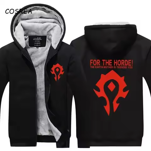 ABC123COSREA Alliance Horde Men's Warm Fleece Jacket Thick Hoodies Winter Coats World Of Warcraft Do
