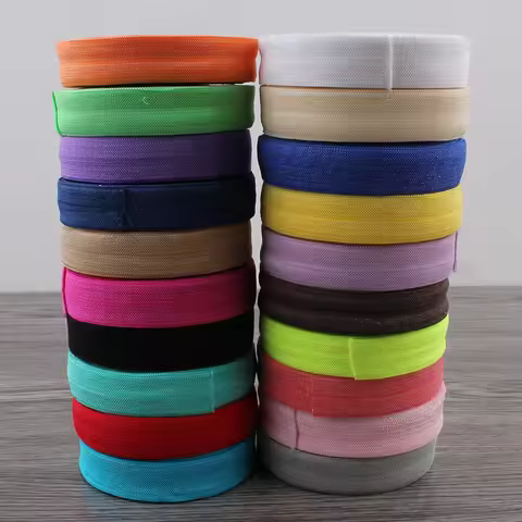 50yards/lot 5/8" (16mm) 20colors Shiny Solid Fold Over Elastic Ribbon FOE for Elastic Headbands Hair