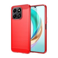 全城熱賣 - 適用於Honor X6b 拉絲系列碳纖維TPU手機殼（紅色）