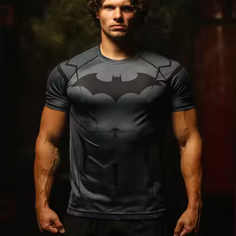 2026 New Hot Toys BATMAN Short Sleeve MMA Men Women's Boxing Fitness Running Oversized Breathable Qu
