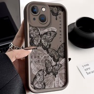 Sketch Butterfly Soft Silicone Phone Case For iPhone 17 16 15 14 13 12 11 Pro Xs Max Plus Air Mini X