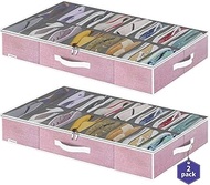 Onlyeasy Large Under Bed Shoe Organizer Container Box, Set of 2, Fit 16 to 32 Pairs of shoes, Underb