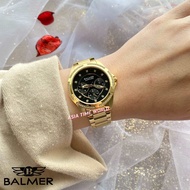 [Original] Balmer 8180L GP-4 Elegance Multifunction Sapphire Women's Watch with Black Dial Gold Stai