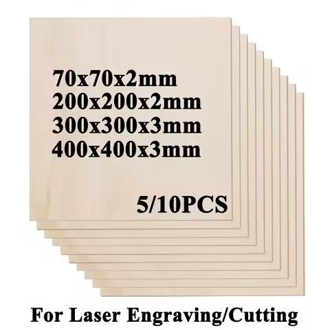 5/10pcs Wood Sheets For 200/300/400mm Laser Engraving Cutting Test Plywood Sheets Squares Wood Board