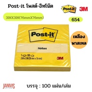 POST-IT NOTE โพสต์-อิท กระดาษโน้ต 3M สีพาสเทล 654 (3×3”)