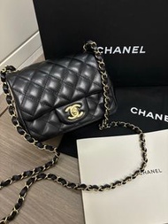 (SOLD)Chanel classic mini square 黑金方胖17cm mini flap