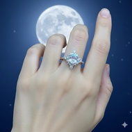 💎 [OFFER] Madagascar Rainbow Moonstone "Crushed Ice" Halo Ring (S925 Silver)