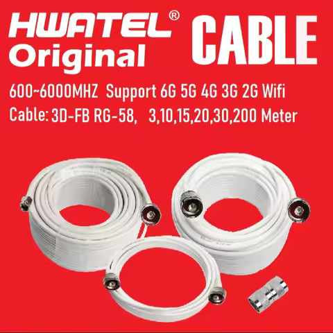 HWATEL Real Telecom Grade RG-58 50 Ohm Coaxial Cable Feeder For 2g 3G 4G Cellular Signal Booster Rep