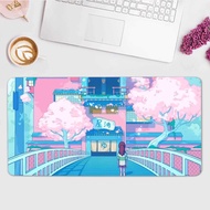 Cute Anime Girl Desk Mat(3 Designs),Landscape Gaming Mouse Pad XXL,Kawaii Desk Pad,Extended Laptop Keyboard Mat,Pink Extra Large MousePads