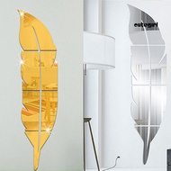 [cutegirl] Removable 3D Acrylic Long Feather Wall Mirror Art DIY Sticker Home Shop Decor