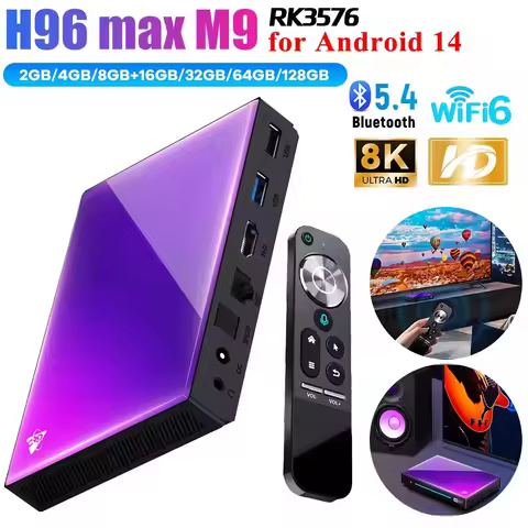 NEW H96 MAX M9 Smart TV Box Android 14 RK3576 8-Core 5G WiFi6 1000M LAN AV1 4K 8K BT5.4 4G 32G 8G 12
